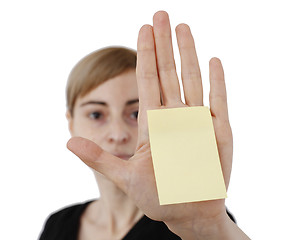 Image showing Woman and post it