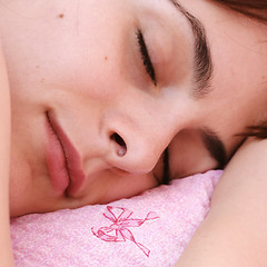 Image showing Beautiful young woman sleeping.