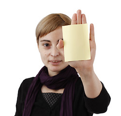 Image showing Woman and post it