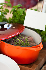 Image showing Pot of cooked beef