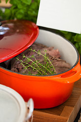 Image showing Pot of cooked beef