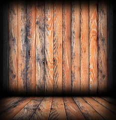 Image showing weathered  brown  planks on interior backdrop