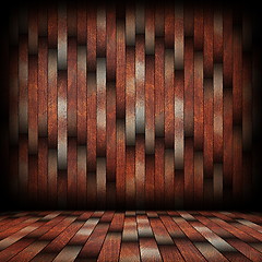 Image showing striped pattern of wood planks on wall