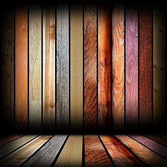 Image showing planks of different colors on  interior backdrop