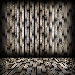 Image showing dark wood planks finishing on interior backdrop