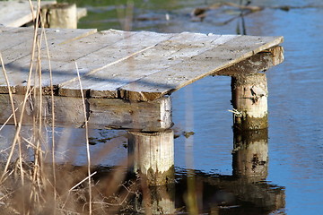 Image showing small wooden pontoon