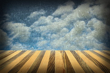 Image showing striped wooden terrace backdrop