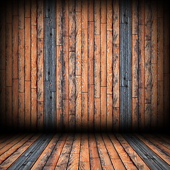 Image showing striped wood planks on wall and floor