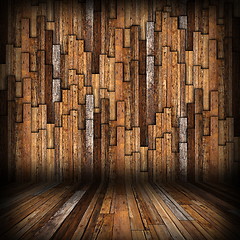 Image showing brown  planks finishing on interior backdrop