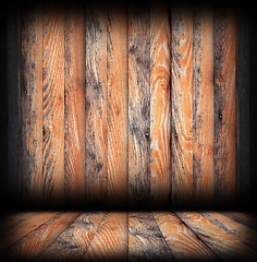 Image showing grungy wood surfaces on wall and floor