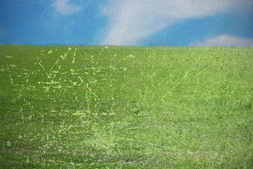 Image showing green meadow with  scratched layer