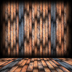 Image showing brown spruce planks finishing on interior backdrop