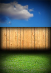 Image showing spruce fence in backyard