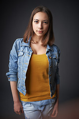 Image showing Portrait of denim teen female