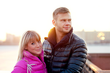 Image showing Woman in lovely mittens and her boyfriend