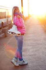 Image showing Figure skater girl on the bridge