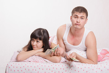 Image showing young couple is not enough money to buy an apartment