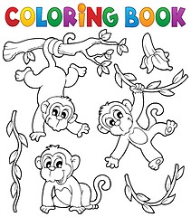 Image showing Coloring book monkey theme 1