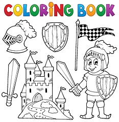 Image showing Coloring book knight theme 1