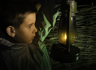 Image showing Child walk in the darkness