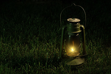 Image showing Vintage lantern in the night.