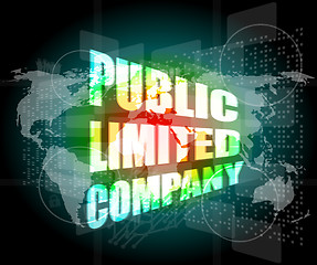 Image showing public limited company on digital touch screen