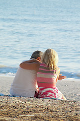 Image showing mature couple on sand at beach