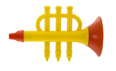 Image showing Plastic toy flute on white background