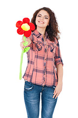 Image showing Girl with big flower