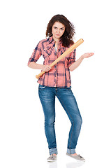 Image showing Girl with baseball bat