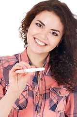 Image showing Girl with pregnancy test