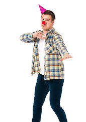 Image showing Man with clown nose