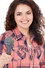 Image showing Young woman reporter