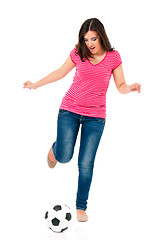 Image showing Girl with soccer ball