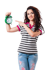 Image showing Girl with alarm clock