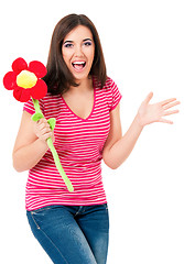 Image showing Girl with big flower