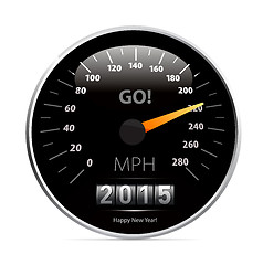 Image showing Calendar 2015 in speedometer car.