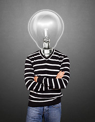 Image showing Lamp Head Man In Striped Pullover