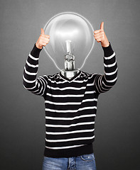 Image showing Lamp Head Man In Striped Pullover