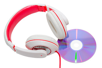 Image showing Vivid classic wired headphones and compact disc