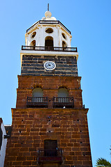 Image showing bell tower teguise   lanzarote  spain the old wall terrace churc