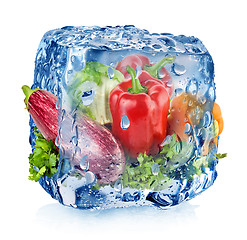 Image showing Ice cube with vegetables