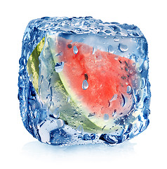 Image showing Watermelon in ice cube