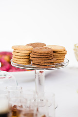 Image showing Biscuits on glass tray