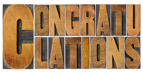 Image showing congratulations in wood type