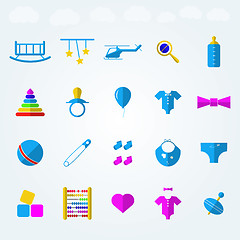 Image showing Flat icons for children toys