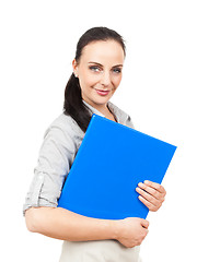 Image showing business woman with a blue folder