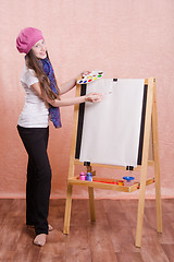 Image showing Girl preparing to paint a new masterpiece