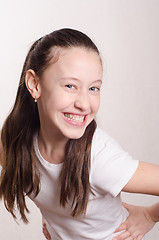 Image showing Portrait cheerful girl of twelve