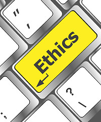 Image showing ethics concept on the modern computer keyboard key